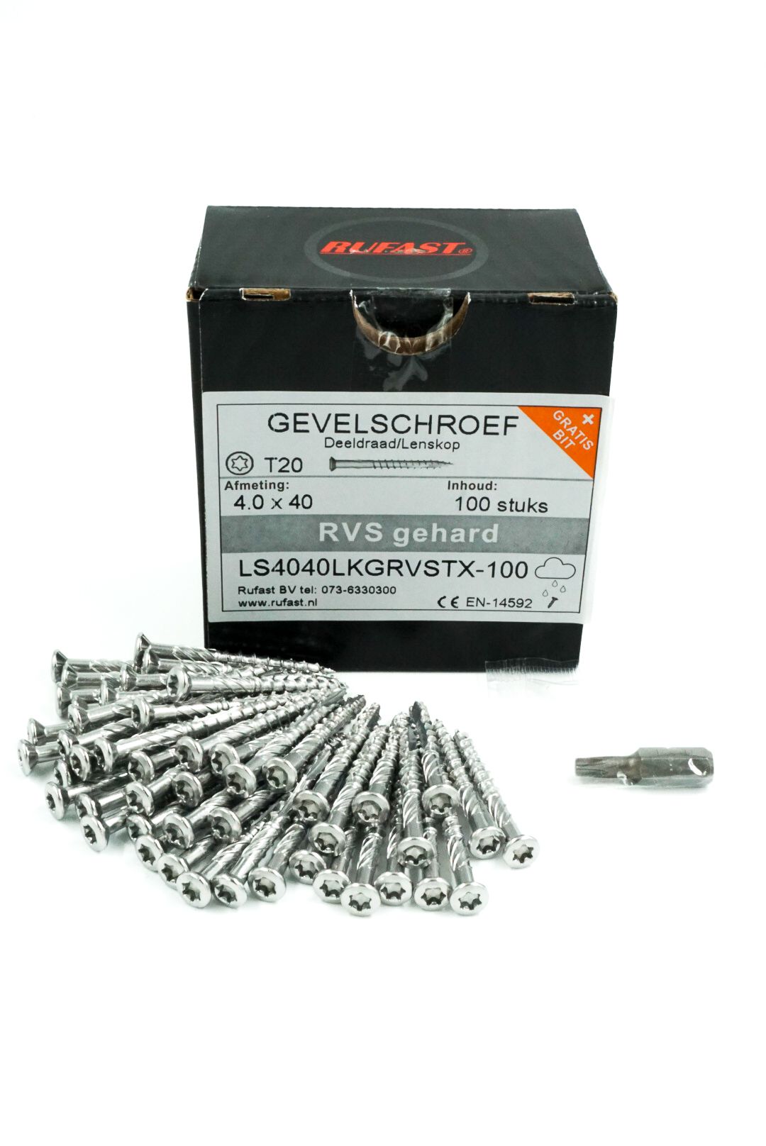 Gevelschroef RVS blank